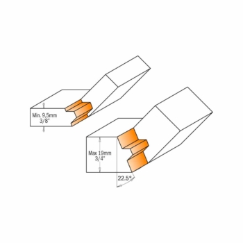 CMT Lukkopontti / kulmaliitos jyrsinteräsarja 2kpl 8mm - Kuva 3