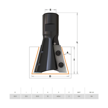 CMT Lohenpyrstö jyrsinterä D=39,5 S=M12X1 - Kuva 2
